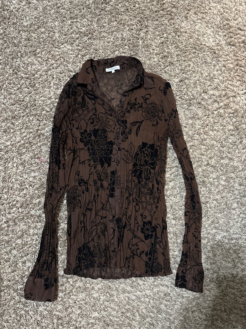 Claudia Richard Y2K Long Sleeve Top S Coffee Mocha Mousse Chocolate Brown